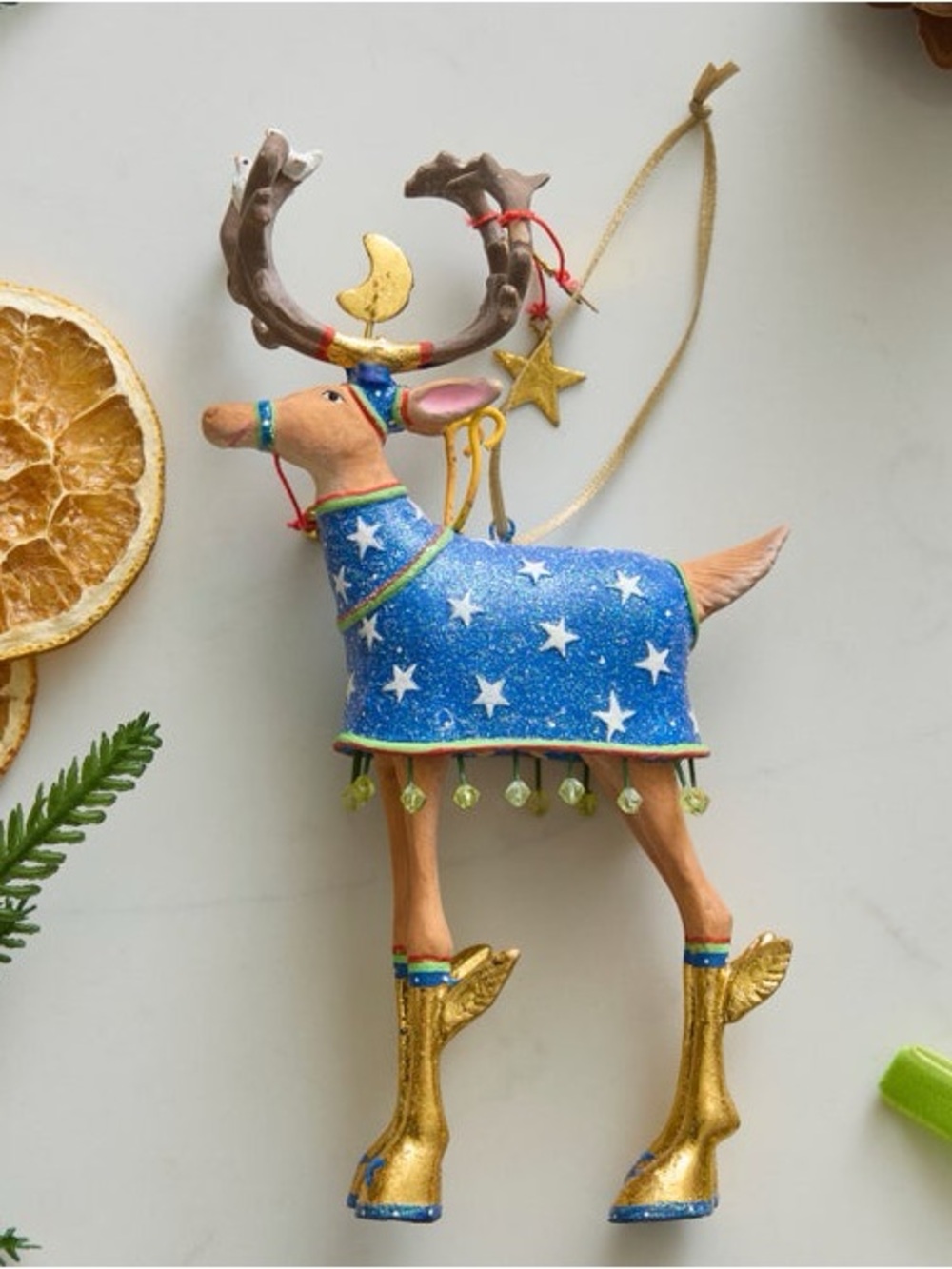 MACKENZIE-CHILDS | Patience Brewster Dash Away Comet Reindeer Ornament